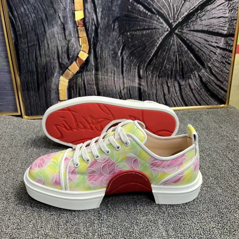 Fake Christian Louboutin Adolon Junior Jacquard Men Sneakers Crepe Satin Multicolor