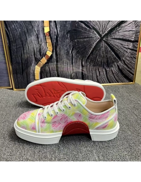 Fake Christian Louboutin Adolon Junior Jacquard Men Sneakers Crepe Satin Multicolor