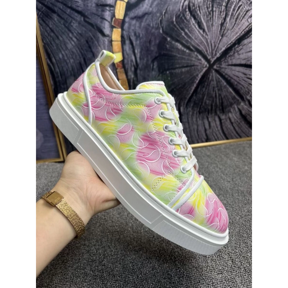 Fake Christian Louboutin Adolon Junior Jacquard Men Sneakers Crepe Satin Multicolor