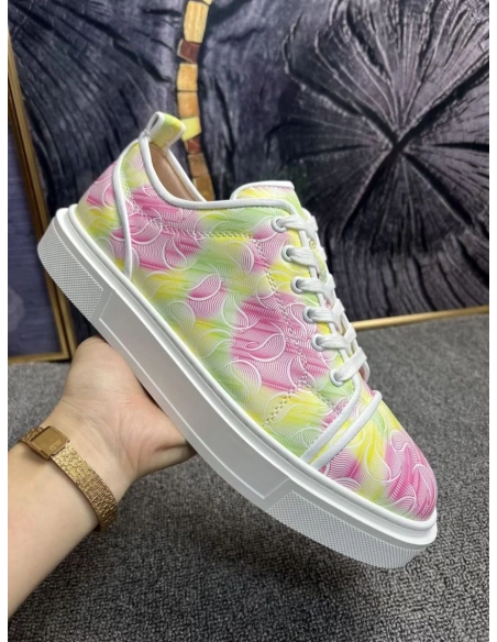 Fake Christian Louboutin Adolon Junior Jacquard Men Sneakers Crepe Satin Multicolor
