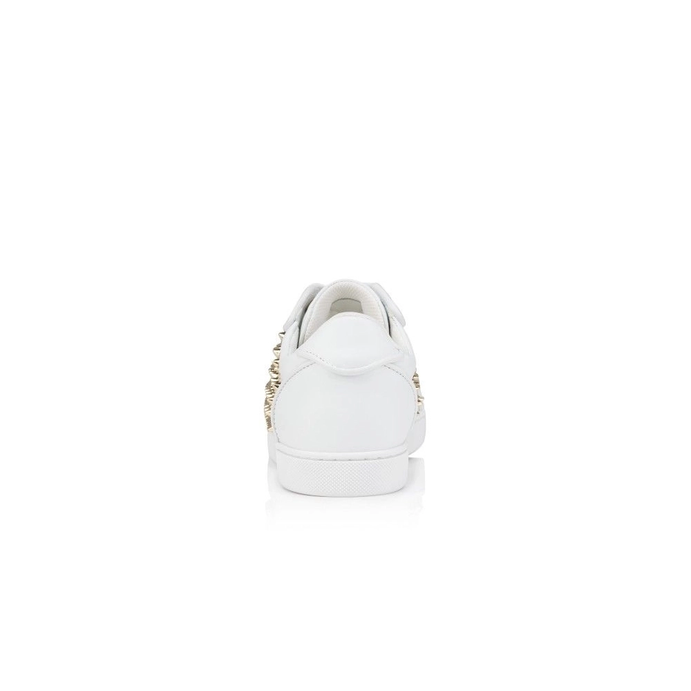 Discount Christian Louboutin Vieira Night Spikes Sneakers Men Calf and Nappa Leather White Outlet