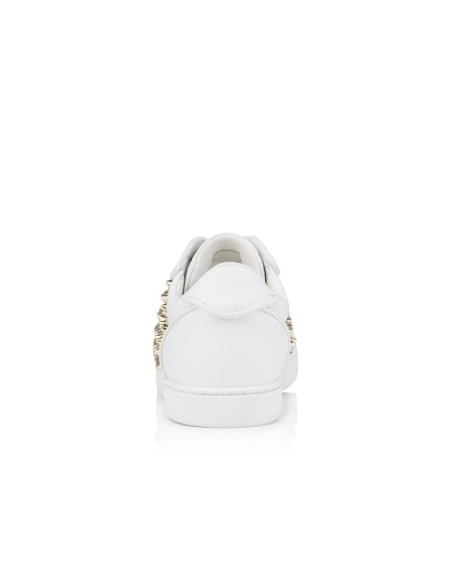 Discount Christian Louboutin Vieira Night Spikes Sneakers Men Calf and Nappa Leather White Outlet
