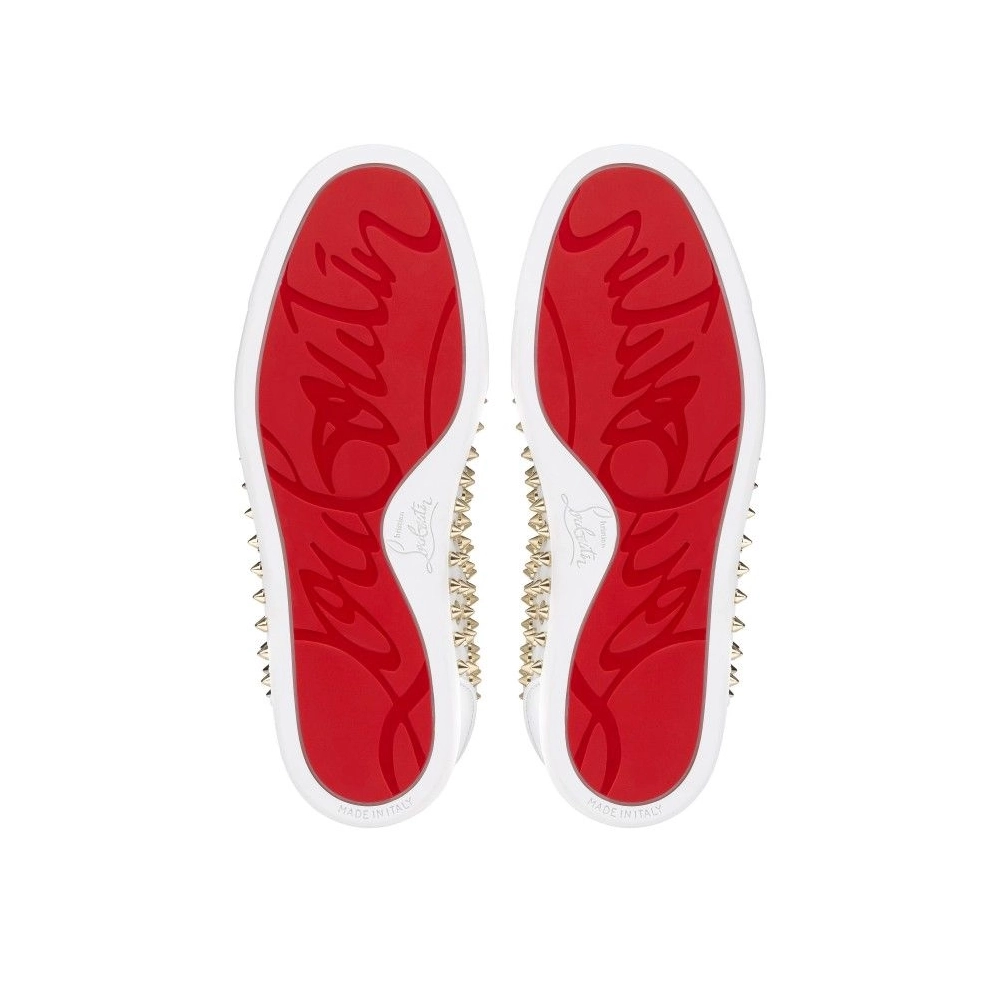 Discount Christian Louboutin Vieira Night Spikes Sneakers Men Calf and Nappa Leather White Outlet