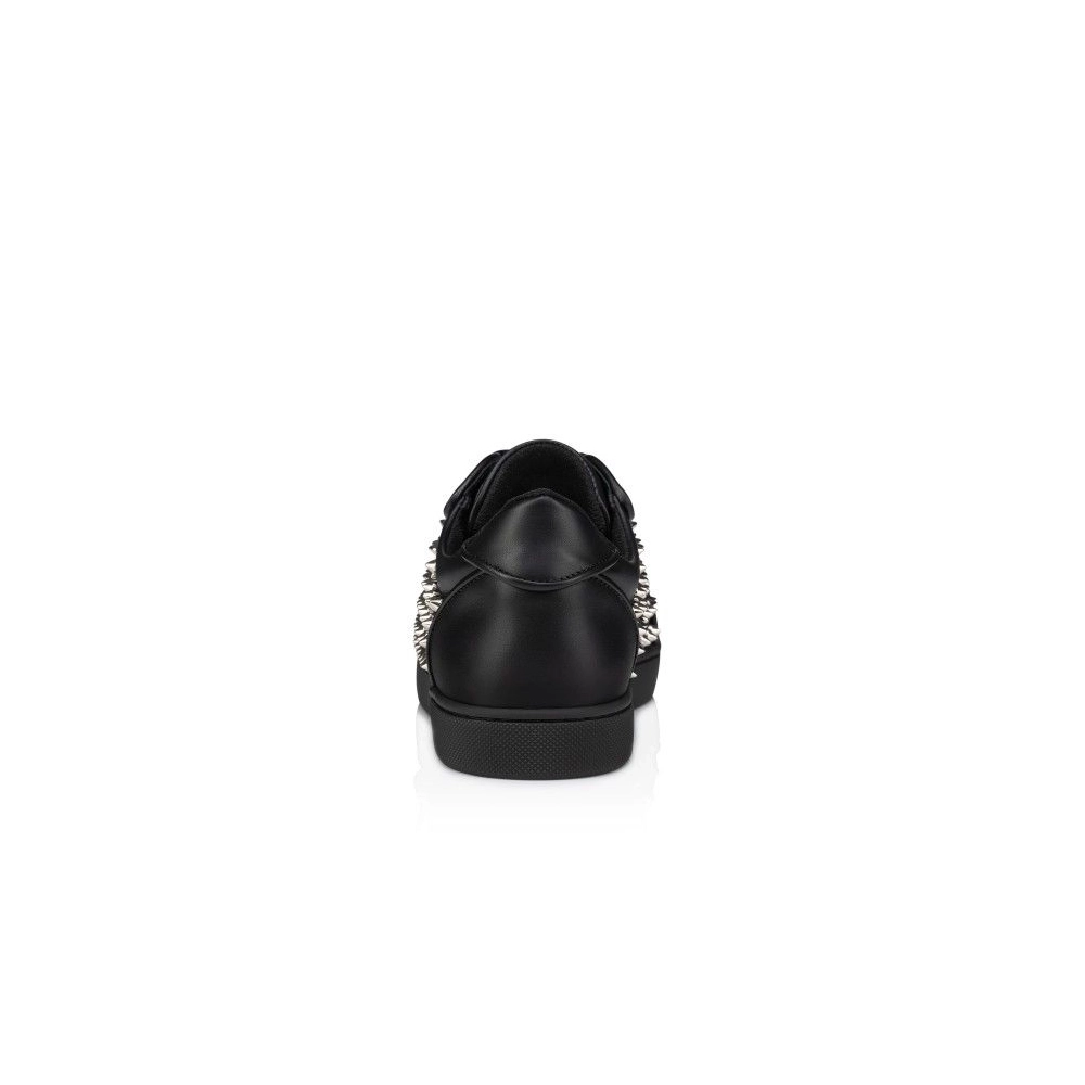 Cheap Christian Louboutin Vieira Night Spikes Sneakers Men Calf and Nappa Leather Black for Sale
