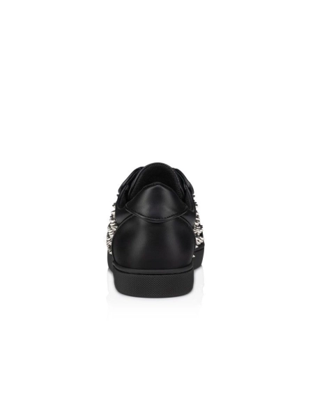 Cheap Christian Louboutin Vieira Night Spikes Sneakers Men Calf and Nappa Leather Black for Sale