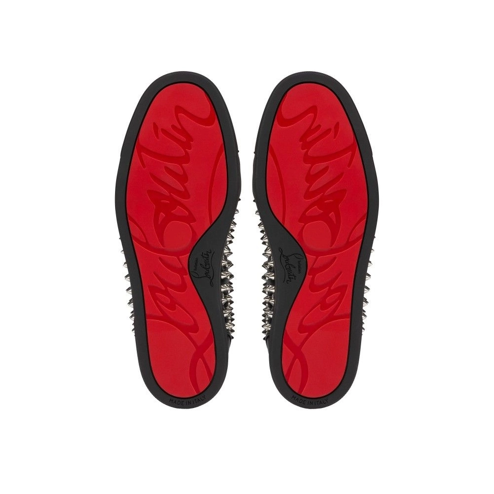 Cheap Christian Louboutin Vieira Night Spikes Sneakers Men Calf and Nappa Leather Black for Sale