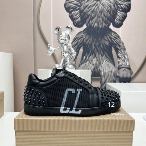 Replica Christian Louboutin Seavaste 2 Varsimax Sneakers Leather-trim Black