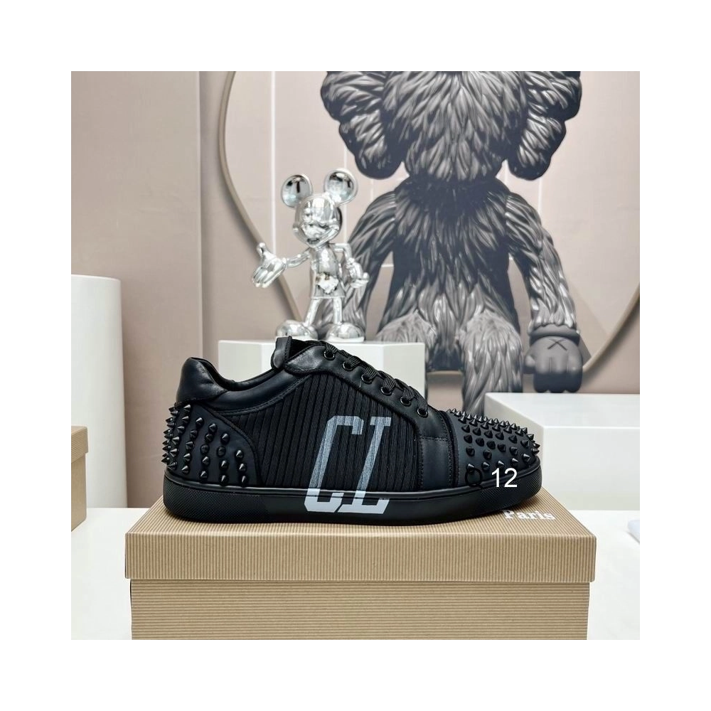 Replica Christian Louboutin Seavaste 2 Varsimax Sneakers Leather-trim Black