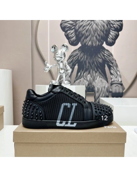 Replica Christian Louboutin Seavaste 2 Varsimax Sneakers Leather-trim Black