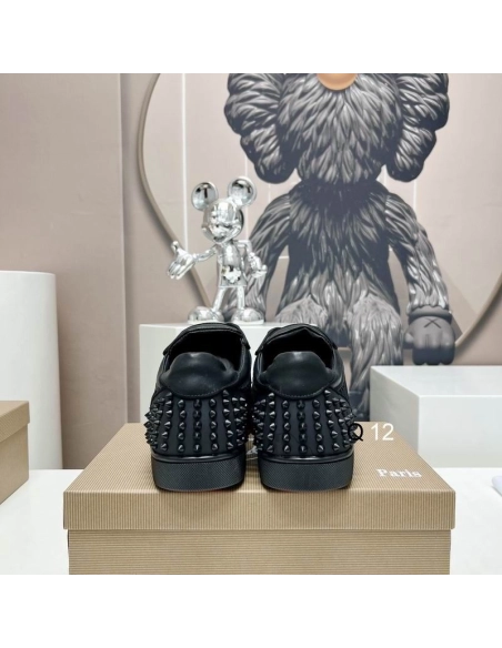 Replica Christian Louboutin Seavaste 2 Varsimax Sneakers Leather-trim Black