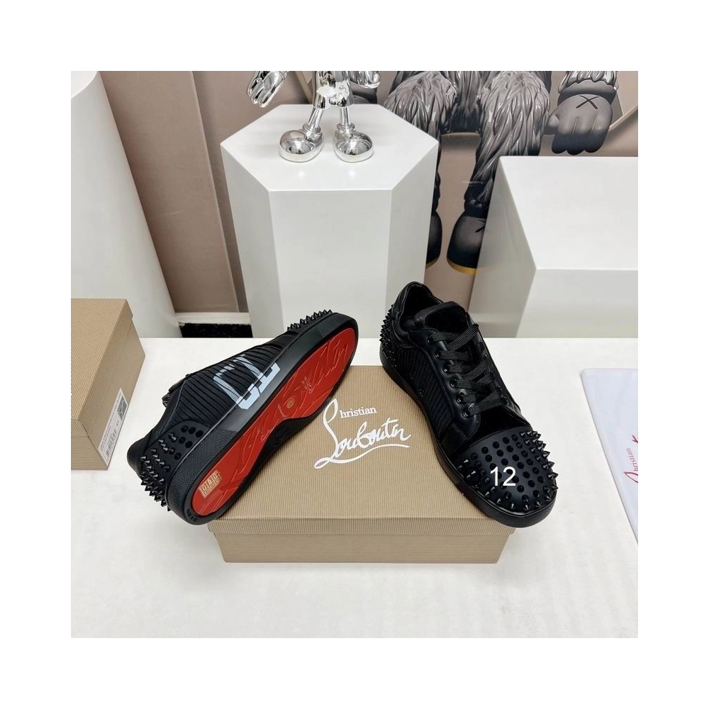 Replica Christian Louboutin Seavaste 2 Varsimax Sneakers Leather-trim Black