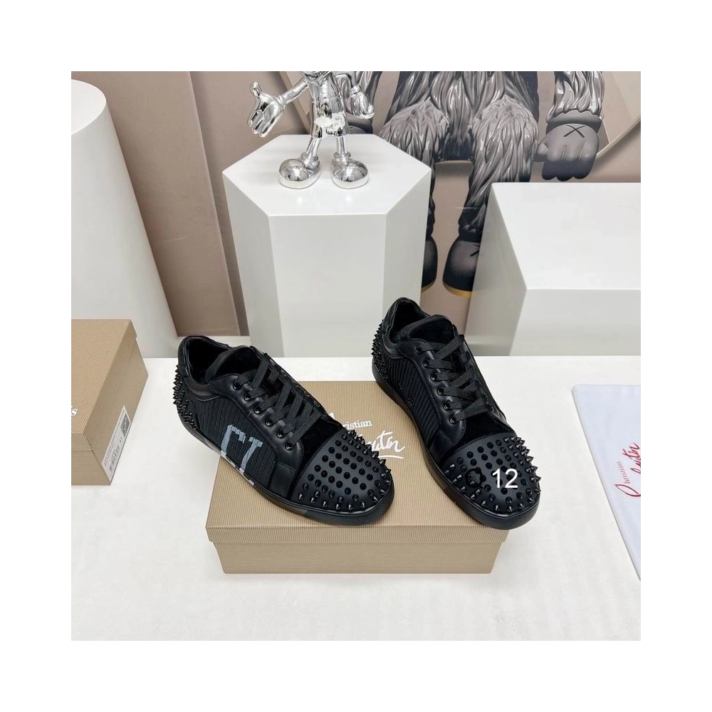 Replica Christian Louboutin Seavaste 2 Varsimax Sneakers Leather-trim Black