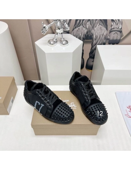 Replica Christian Louboutin Seavaste 2 Varsimax Sneakers Leather-trim Black