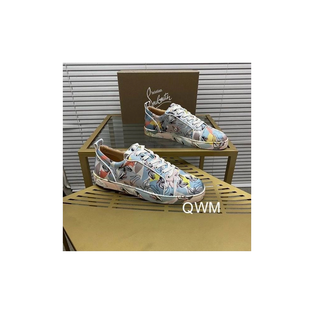 Cheap Christian Louboutin Vieira Orlato Sneakers Satin Graphic Printed Multicolor Sale Online