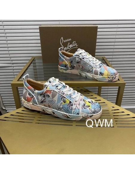 Cheap Christian Louboutin Vieira Orlato Sneakers Satin Graphic Printed Multicolor Sale Online
