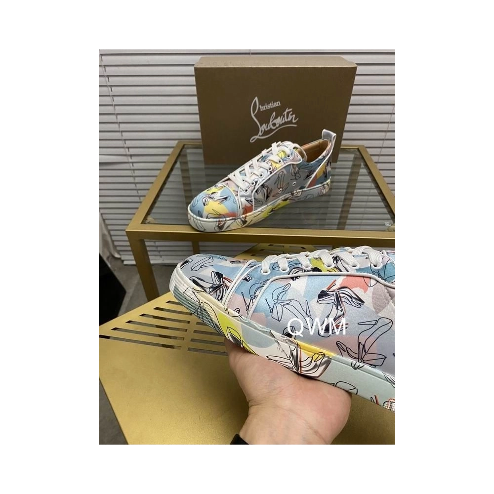Cheap Christian Louboutin Vieira Orlato Sneakers Satin Graphic Printed Multicolor Sale Online