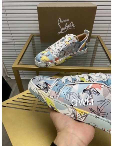 Cheap Christian Louboutin Vieira Orlato Sneakers Satin Graphic Printed Multicolor Sale Online