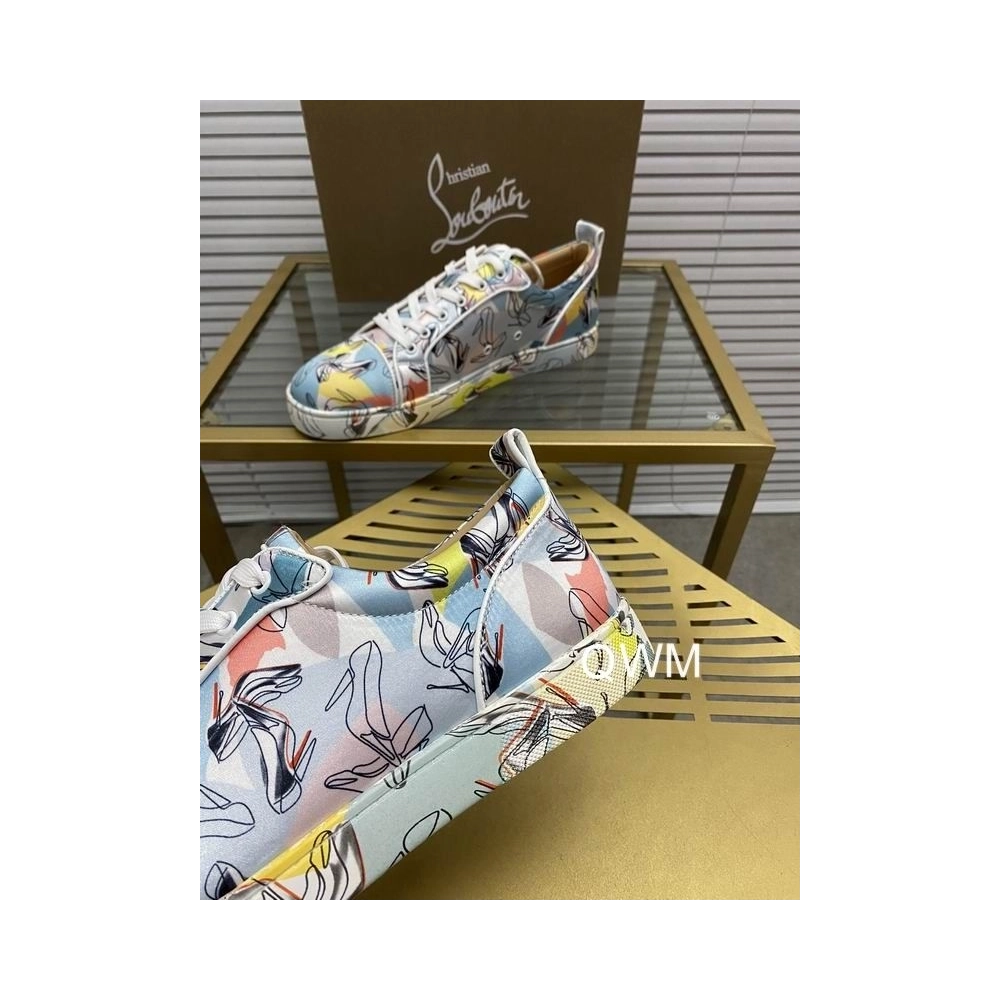 Cheap Christian Louboutin Vieira Orlato Sneakers Satin Graphic Printed Multicolor Sale Online