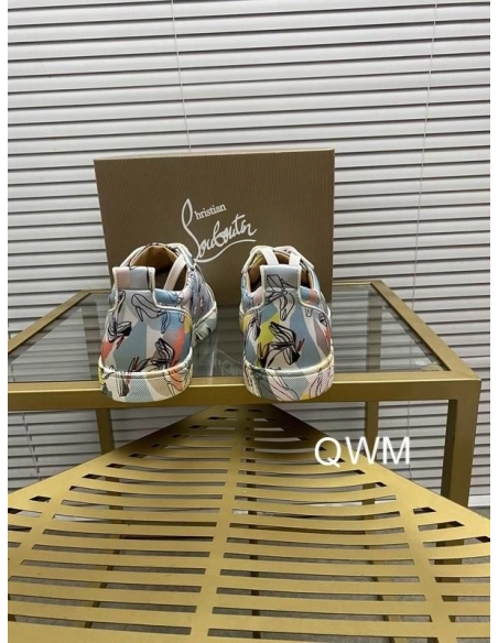Cheap Christian Louboutin Vieira Orlato Sneakers Satin Graphic Printed Multicolor Sale Online