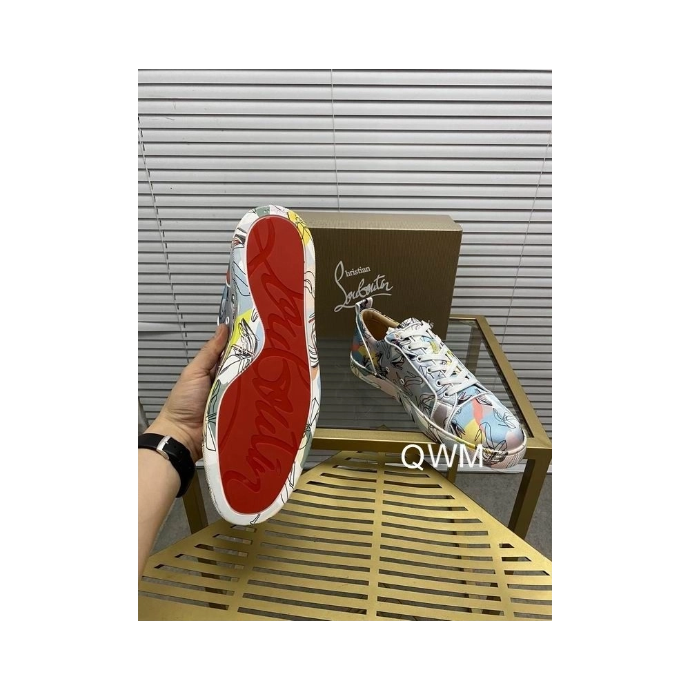 Cheap Christian Louboutin Vieira Orlato Sneakers Satin Graphic Printed Multicolor Sale Online