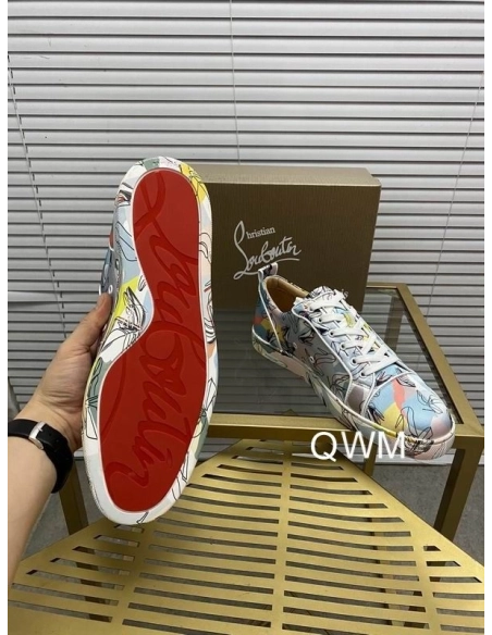 Cheap Christian Louboutin Vieira Orlato Sneakers Satin Graphic Printed Multicolor Sale Online