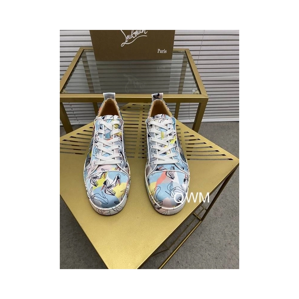 Cheap Christian Louboutin Vieira Orlato Sneakers Satin Graphic Printed Multicolor Sale Online