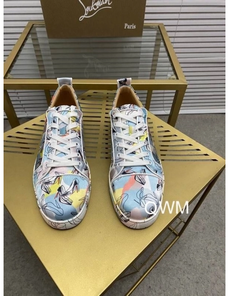 Cheap Christian Louboutin Vieira Orlato Sneakers Satin Graphic Printed Multicolor Sale Online