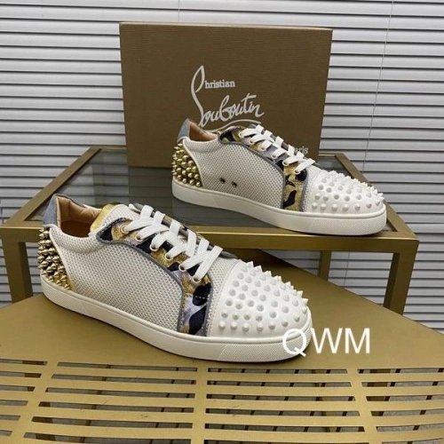 Fake Christian Louboutin Seavaste 2 Orlato Flat Sneakers Mesh and Calfskin White Gold