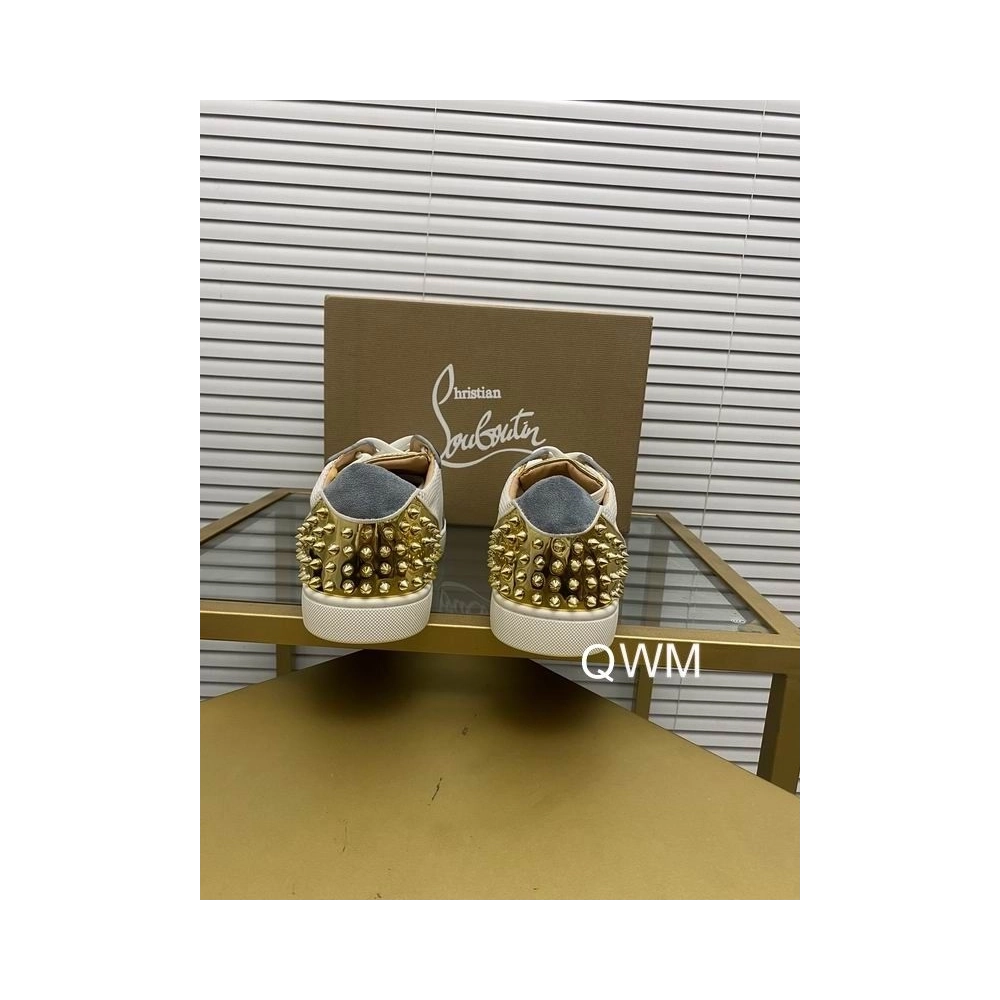 Fake Christian Louboutin Seavaste 2 Orlato Flat Sneakers Mesh and Calfskin White Gold