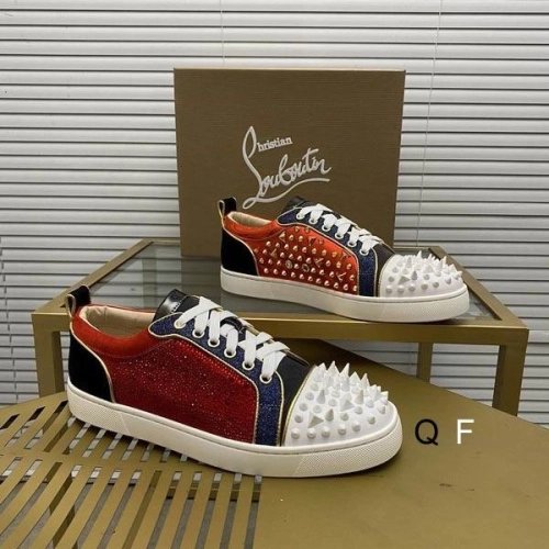 Replica Christian Louboutin Louis Spikes Sneakers Suede And Leather Strass Multicolor