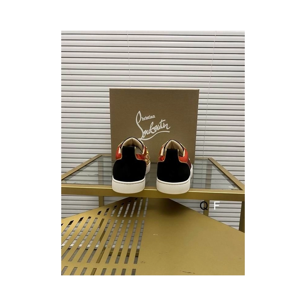 Replica Christian Louboutin Louis Spikes Sneakers Suede And Leather Strass Multicolor