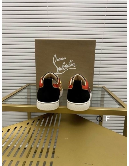 Replica Christian Louboutin Louis Spikes Sneakers Suede And Leather Strass Multicolor
