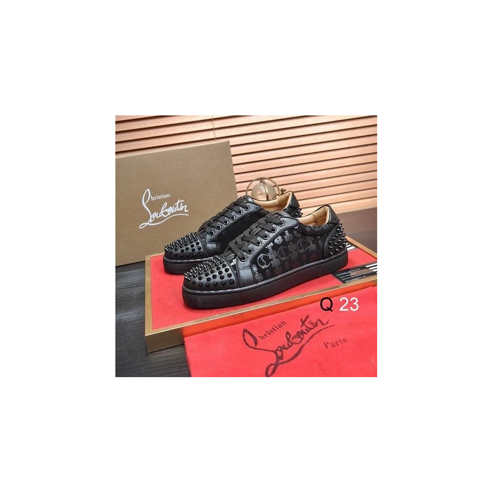 Replica Christian Louboutin Vieira 2 Sneakers CL Monogram Calf Leather and Veau Velours Black