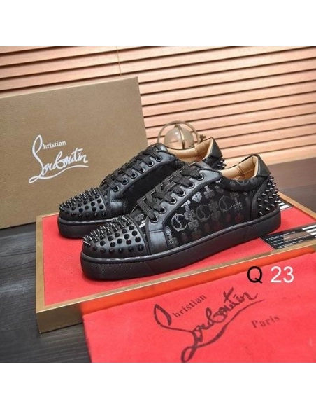 Replica Christian Louboutin Vieira 2 Sneakers CL Monogram Calf Leather and Veau Velours Black