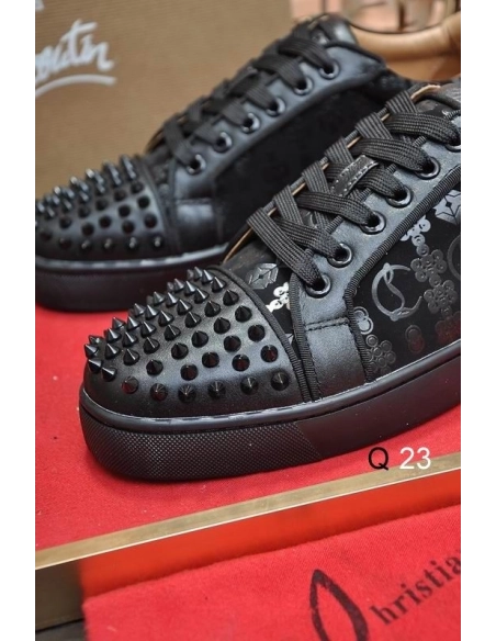 Replica Christian Louboutin Vieira 2 Sneakers CL Monogram Calf Leather and Veau Velours Black