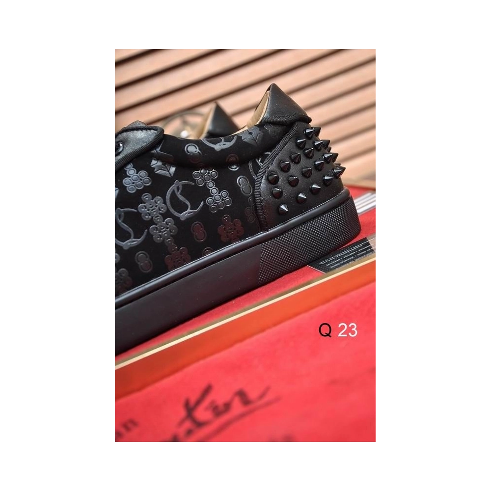 Replica Christian Louboutin Vieira 2 Sneakers CL Monogram Calf Leather and Veau Velours Black