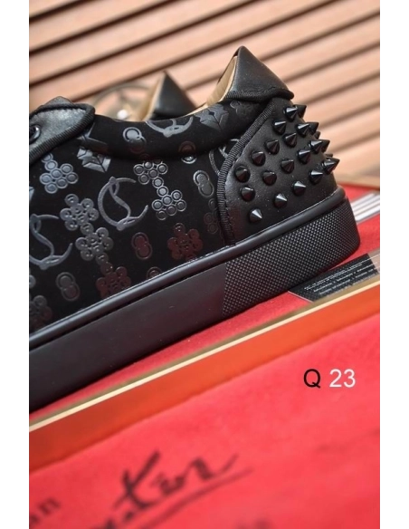 Replica Christian Louboutin Vieira 2 Sneakers CL Monogram Calf Leather and Veau Velours Black