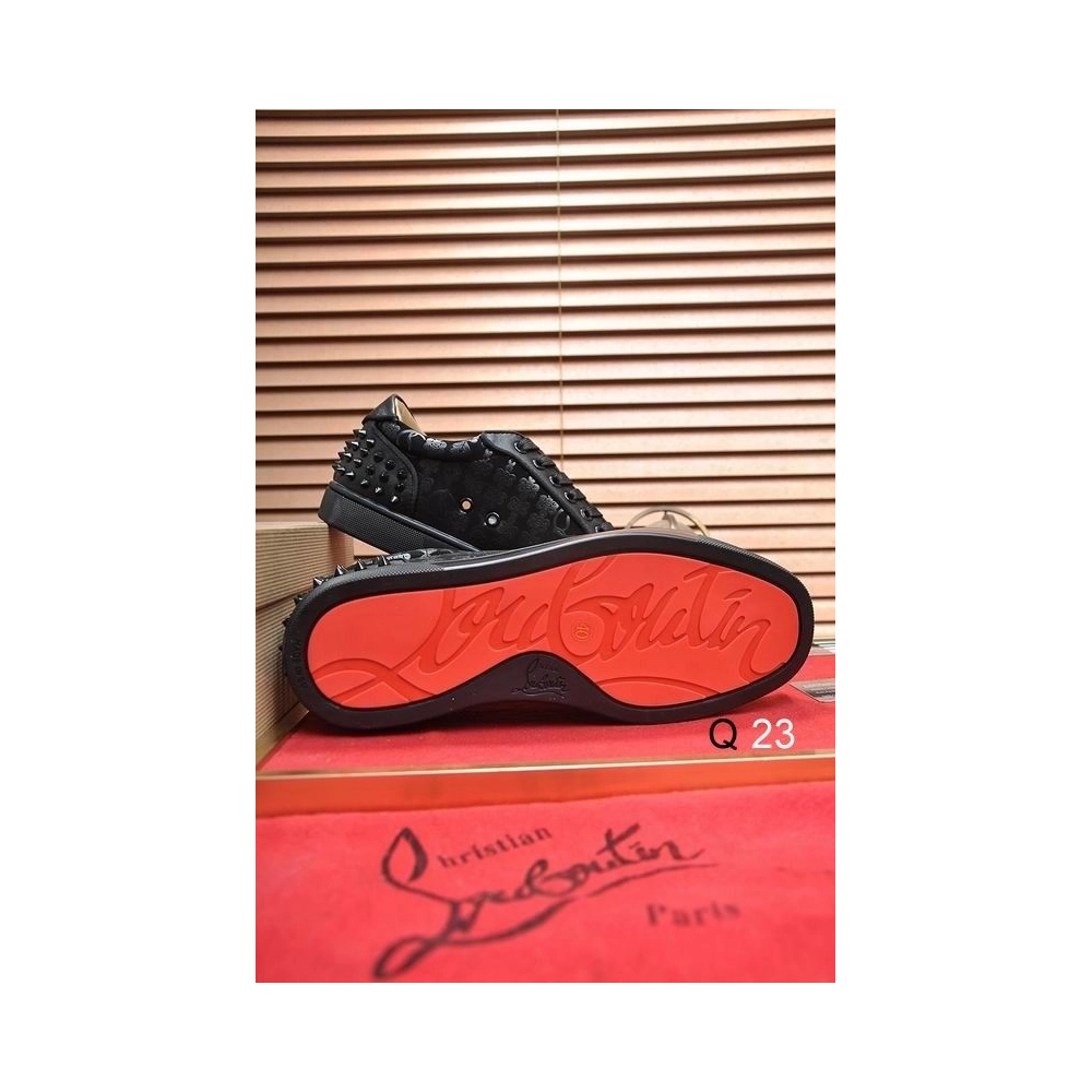 Replica Christian Louboutin Vieira 2 Sneakers CL Monogram Calf Leather and Veau Velours Black