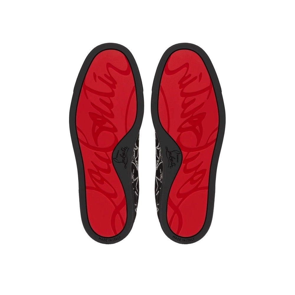 Discount Christian Louboutin Giddy Vieira Strass Men Sneakers Veau Velours And Strass Black Outlet