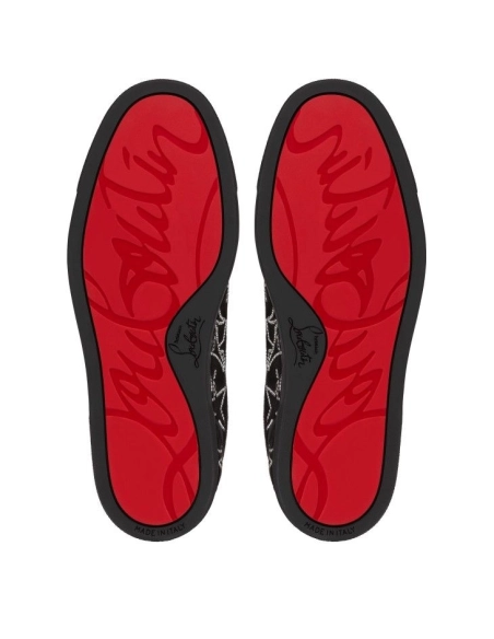 Discount Christian Louboutin Giddy Vieira Strass Men Sneakers Veau Velours And Strass Black Outlet