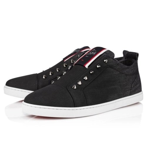 Replica Christian Louboutin F.A.V Fique A Vontade Slip-On Sneakers Denim Brushed Black