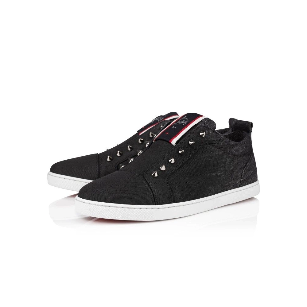 Replica Christian Louboutin F.A.V Fique A Vontade Slip-On Sneakers Denim Brushed Black