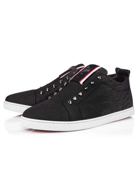 Replica Christian Louboutin F.A.V Fique A Vontade Slip-On Sneakers Denim Brushed Black
