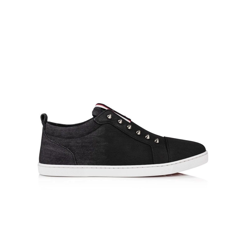 Replica Christian Louboutin F.A.V Fique A Vontade Slip-On Sneakers Denim Brushed Black