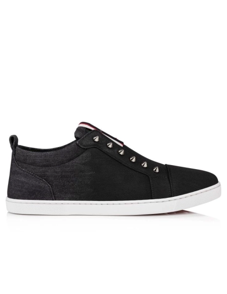 Replica Christian Louboutin F.A.V Fique A Vontade Slip-On Sneakers Denim Brushed Black
