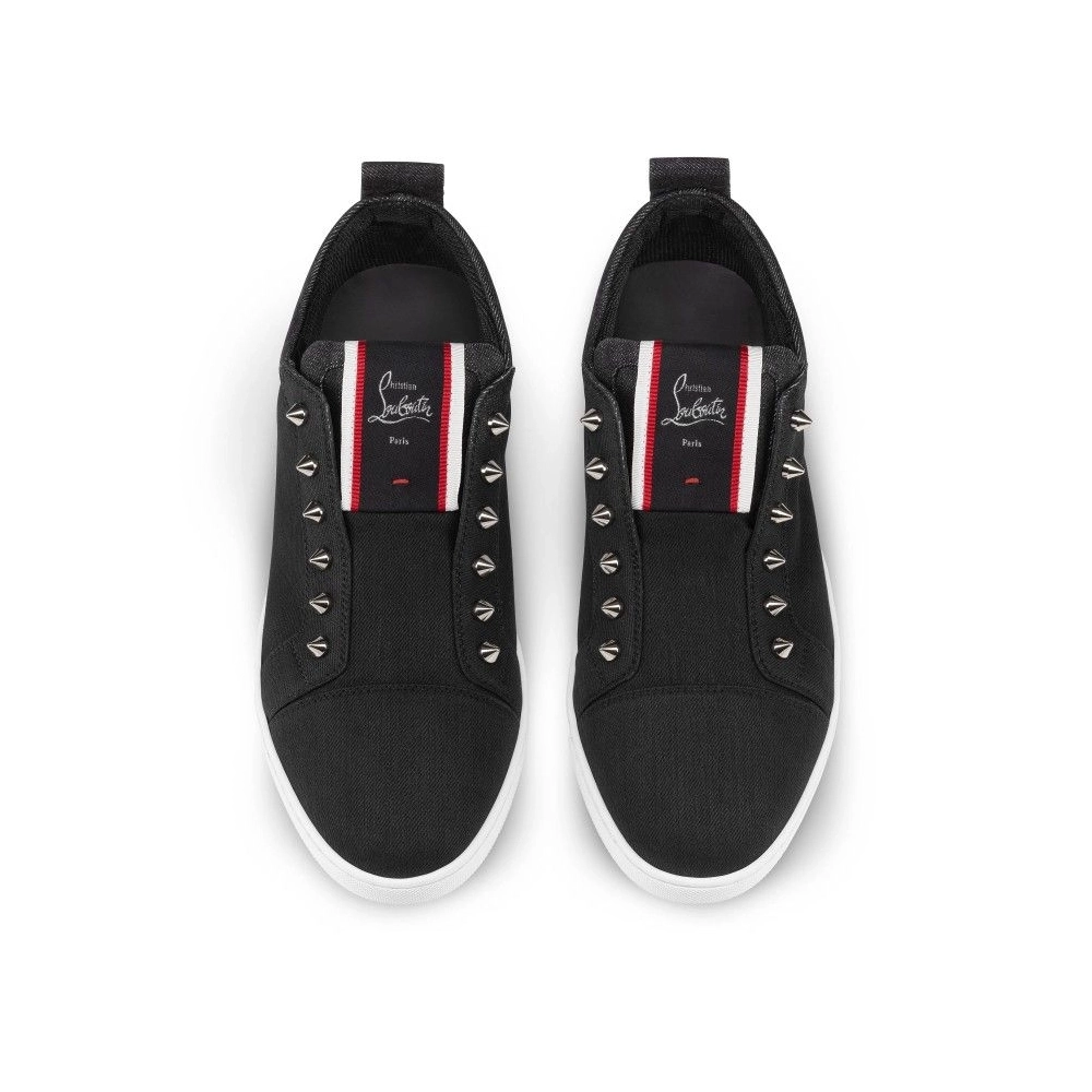 Replica Christian Louboutin F.A.V Fique A Vontade Slip-On Sneakers Denim Brushed Black
