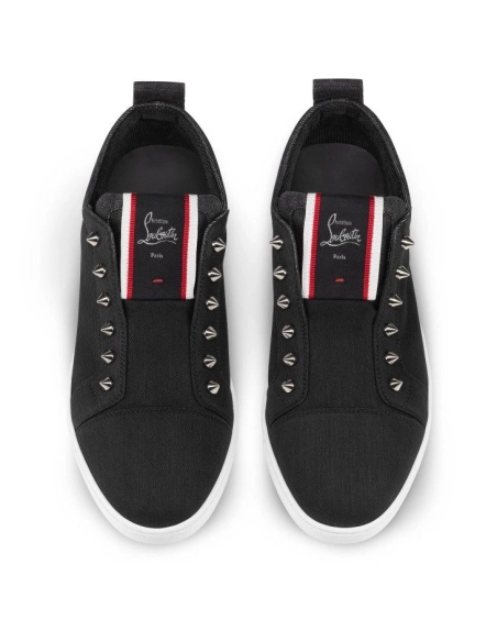 Replica Christian Louboutin F.A.V Fique A Vontade Slip-On Sneakers Denim Brushed Black