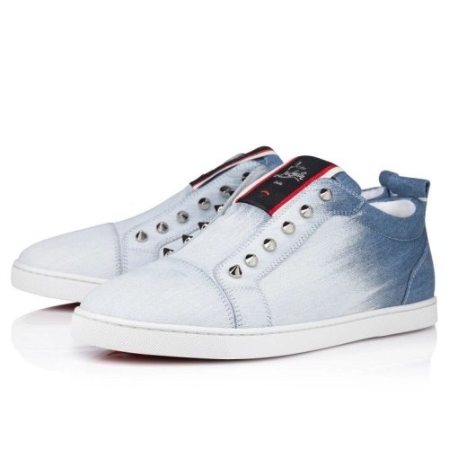 Cheap Christian Louboutin F.A.V Fique A Vontade Slip-On Sneakers Denim Brushed Effect for Sale