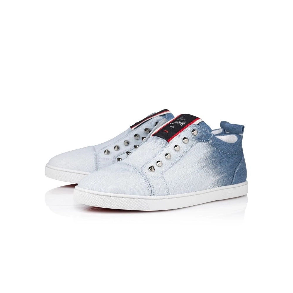 Cheap Christian Louboutin F.A.V Fique A Vontade Slip-On Sneakers Denim Brushed Effect for Sale