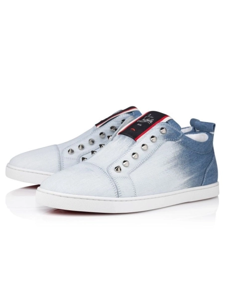 Cheap Christian Louboutin F.A.V Fique A Vontade Slip-On Sneakers Denim Brushed Effect for Sale